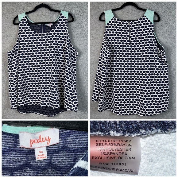 Pixley Top Women 3X Blue Millie Textured Knit Tank Casual Comfy Stretch Boho - Picture 6 of 8